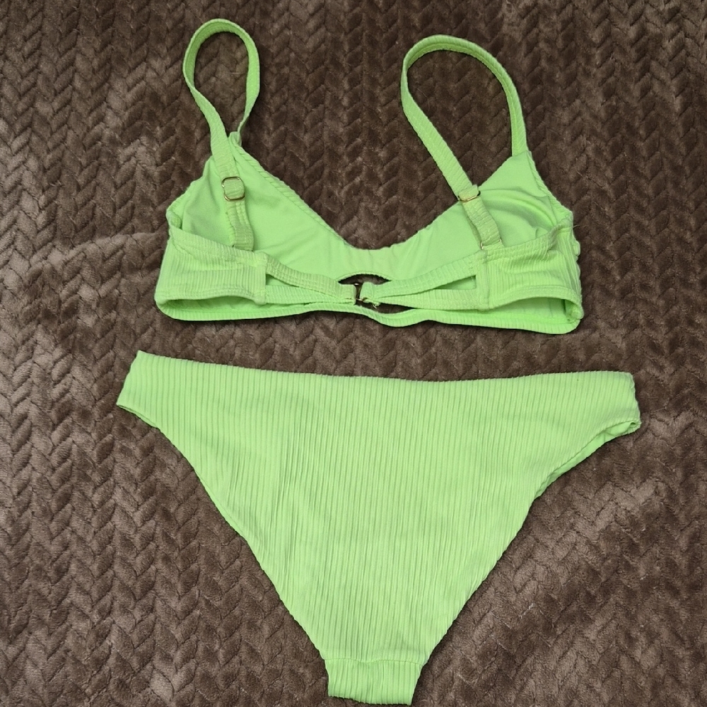 Green Ribbed Bikini Set - Picture 2 of 2